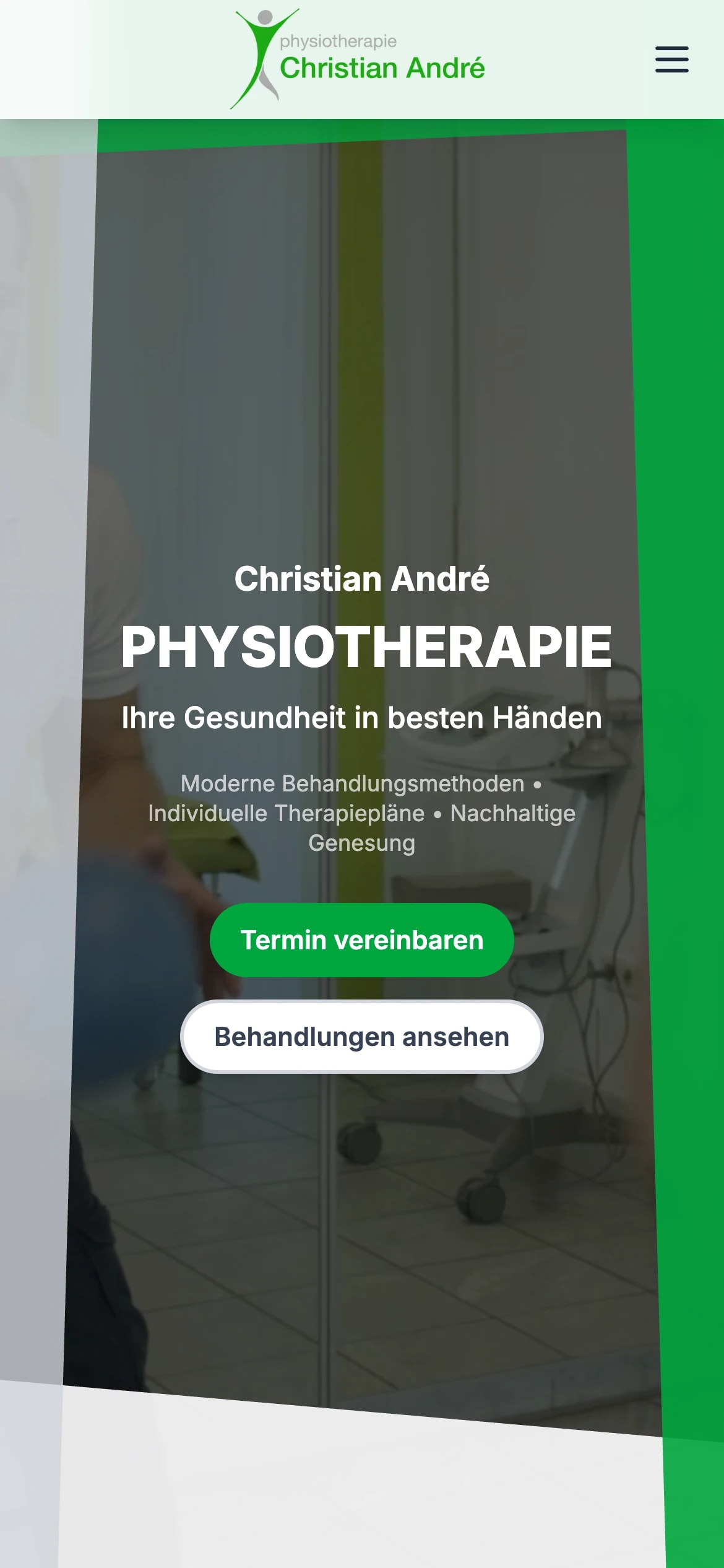 Startseite von Physiotherapie Christian André auf dem Handy