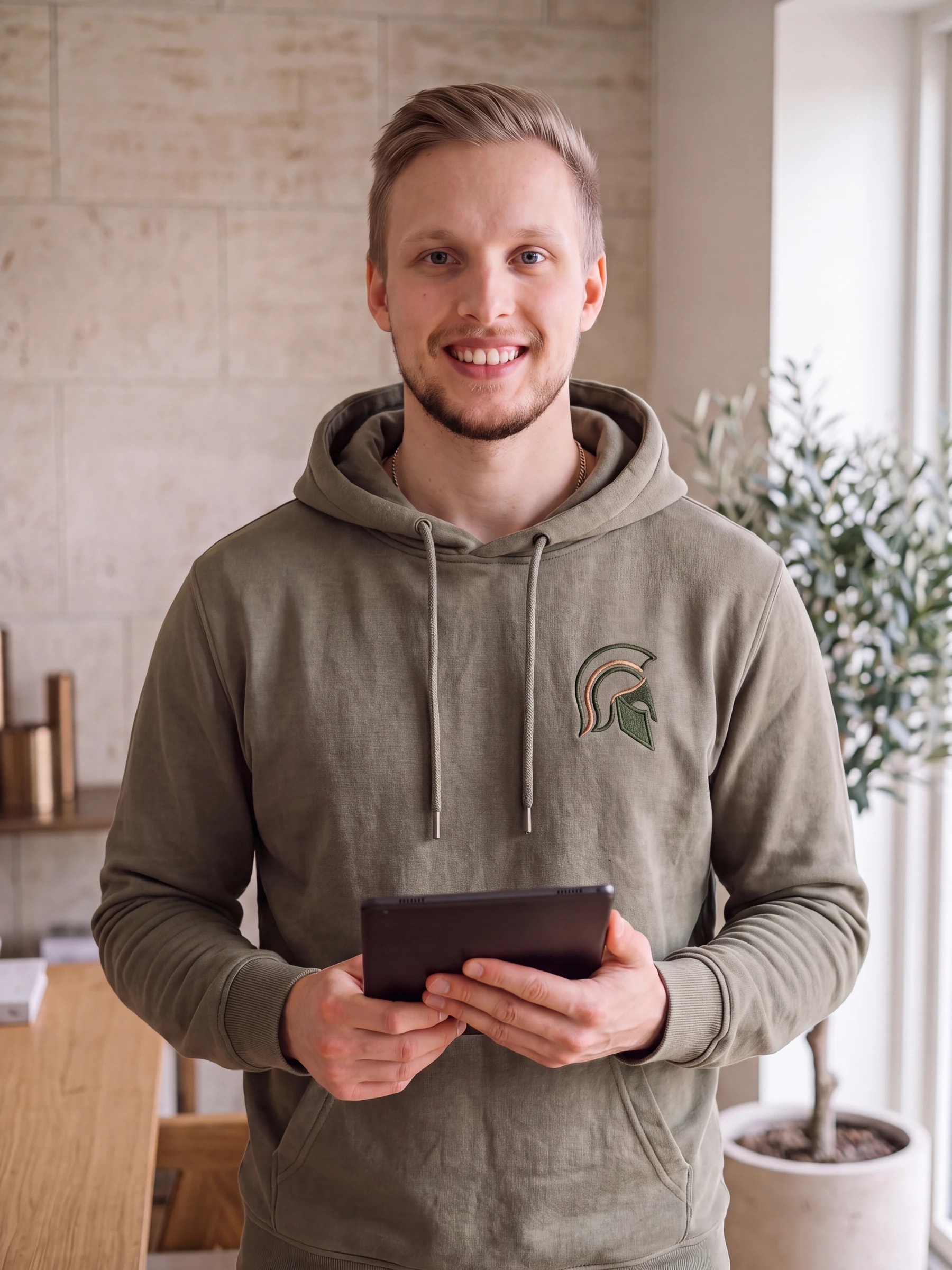 Thomas Schwabauer, Inhaber von ThenaDev, mit Tablet